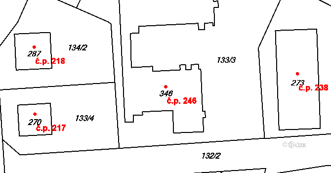 Luby 246, Klatovy na parcele st. 346 v KÚ Luby, Katastrální mapa