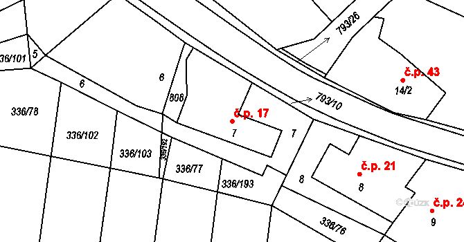 Habartice 17, Klatovy na parcele st. 7 v KÚ Habartice u Obytců, Katastrální mapa