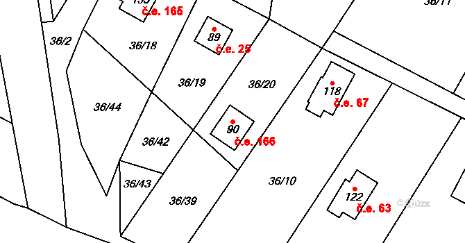 Malý Ratmírov 166, Blažejov na parcele st. 90 v KÚ Malý Ratmírov, Katastrální mapa