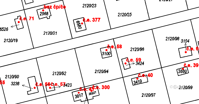 Klatovy II 58, Klatovy na parcele st. 3100 v KÚ Klatovy, Katastrální mapa