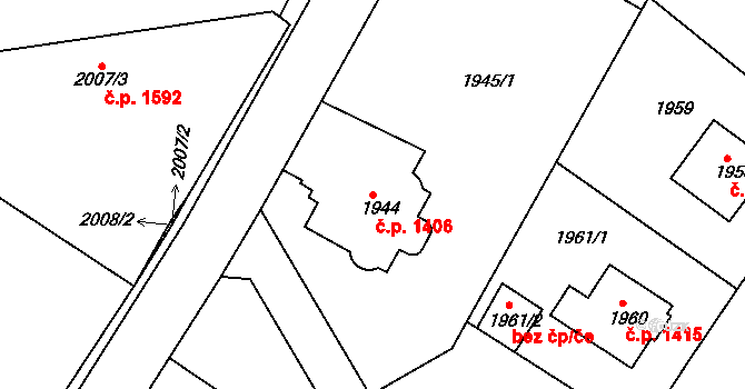 Dejvice 1406, Praha na parcele st. 1944 v KÚ Dejvice, Katastrální mapa