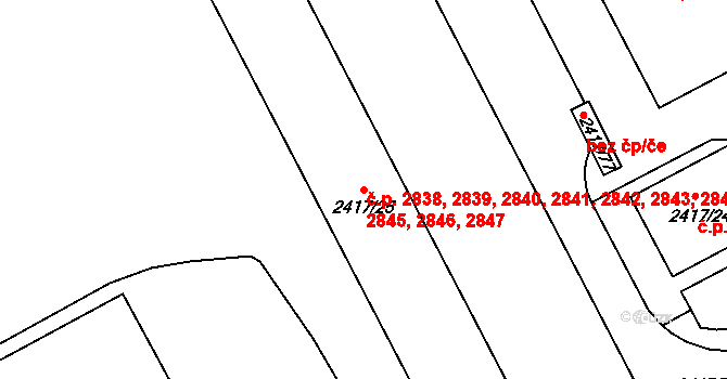 Hranice 2838,2839,2840,2841,, Karviná na parcele st. 2417/25 v KÚ Karviná-město, Katastrální mapa