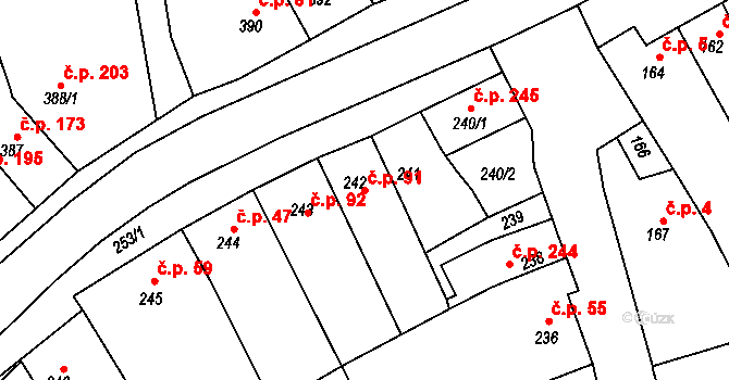 Malhostovice 91 na parcele st. 242 v KÚ Malhostovice, Katastrální mapa