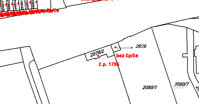 Braník 1795, Praha na parcele st. 2079/2 v KÚ Braník, Katastrální mapa