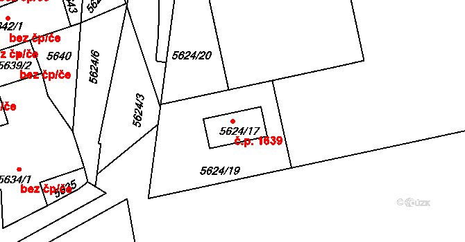 Kladno 1639 na parcele st. 5624/17 v KÚ Kladno, Katastrální mapa