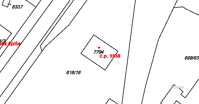 Kolín V 1459, Kolín na parcele st. 7794 v KÚ Kolín, Katastrální mapa