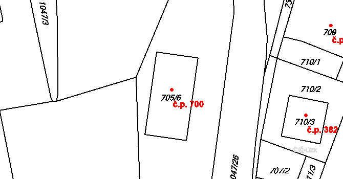 Krmelín 700 na parcele st. 705/6 v KÚ Krmelín, Katastrální mapa