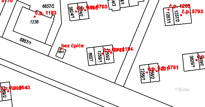 Zlín 5785 na parcele st. 1255/1 v KÚ Zlín, Katastrální mapa