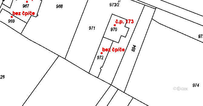 Zátor 45601429 na parcele st. 972 v KÚ Loučky u Zátoru, Katastrální mapa