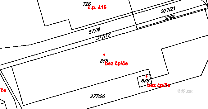 Zlín 47800429 na parcele st. 355 v KÚ Louky nad Dřevnicí, Katastrální mapa
