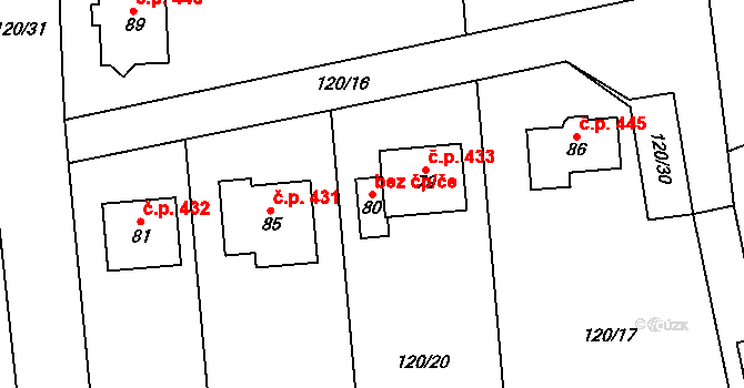 Doubravice nad Svitavou 49825429 na parcele st. 80 v KÚ Klemov, Katastrální mapa