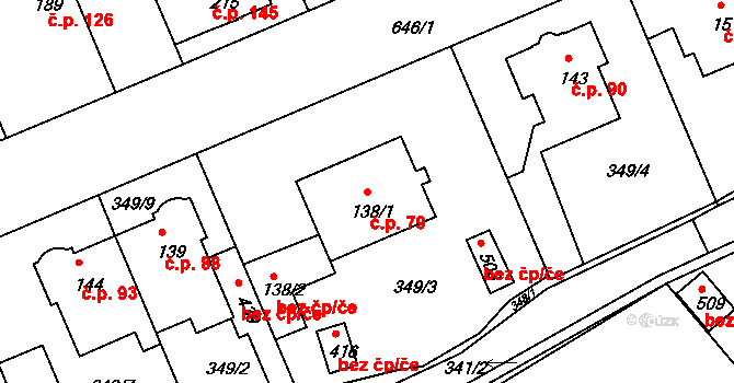 Kvíček 79, Slaný na parcele st. 138/1 v KÚ Kvíc, Katastrální mapa