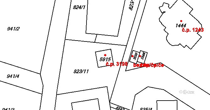 Dvůr Králové nad Labem 3198 na parcele st. 5915 v KÚ Dvůr Králové nad Labem, Katastrální mapa