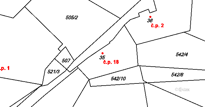 Konopiště 18, Lipovice na parcele st. 35 v KÚ Lipovice, Katastrální mapa