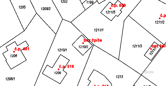 Doksy 90058429 na parcele st. 1210/2 v KÚ Doksy u Máchova jezera, Katastrální mapa