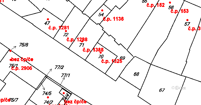 Louny 1325 na parcele st. 70 v KÚ Louny, Katastrální mapa