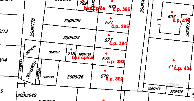 Brumovice 393 na parcele st. 575 v KÚ Brumovice, Katastrální mapa