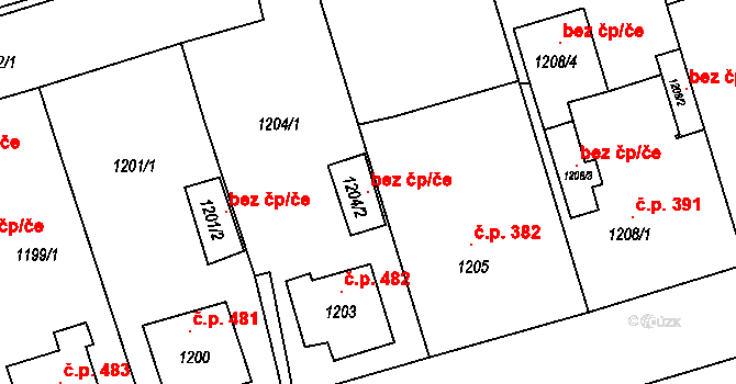 Batelov 106057430 na parcele st. 1204/2 v KÚ Batelov, Katastrální mapa