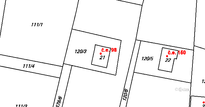 Královka 98, Šluknov na parcele st. 21 v KÚ Královka, Katastrální mapa