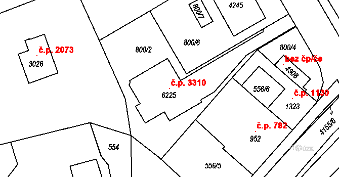 Dvůr Králové nad Labem 3310 na parcele st. 6225 v KÚ Dvůr Králové nad Labem, Katastrální mapa