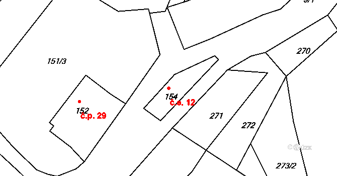 Heřmanice 12, Žandov na parcele st. 154/1 v KÚ Heřmanice u Žandova, Katastrální mapa