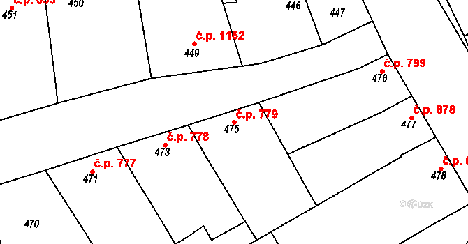 Mistřín 779, Svatobořice-Mistřín na parcele st. 475 v KÚ Mistřín, Katastrální mapa