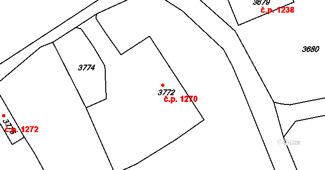 Pod Bezručovým vrchem 1270, Krnov na parcele st. 3772 v KÚ Krnov-Horní Předměstí, Katastrální mapa