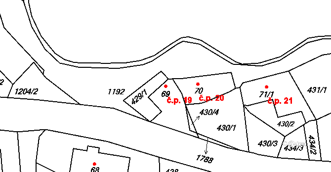 Oldřichov na Hranicích 19, Hrádek nad Nisou na parcele st. 69 v KÚ Oldřichov na Hranicích, Katastrální mapa