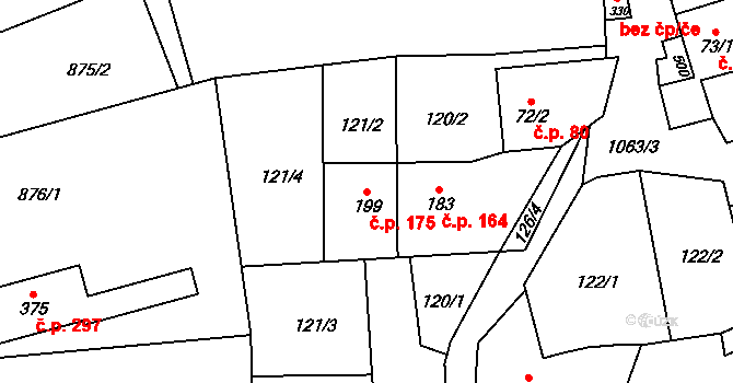 Lipovec 175 na parcele st. 199 v KÚ Lipovec u Blanska, Katastrální mapa