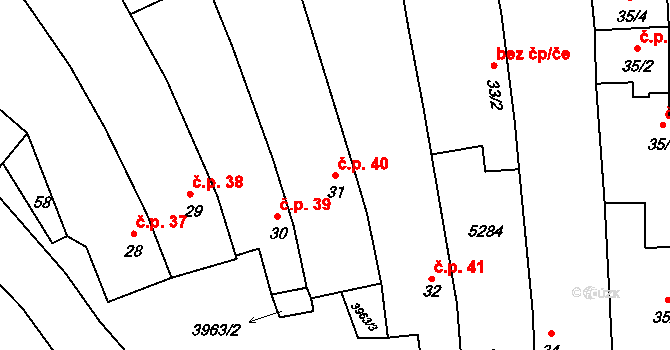 Borovany 40 na parcele st. 31 v KÚ Borovany, Katastrální mapa