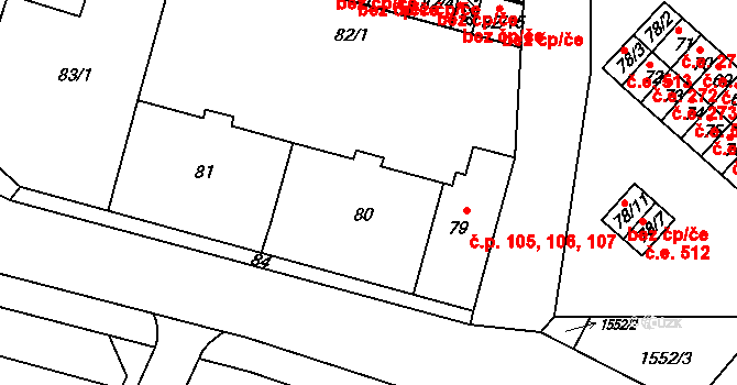 Miřetice u Klášterce nad Ohří 106, Klášterec nad Ohří na parcele st. 80 v KÚ Miřetice u Klášterce nad Ohří, Katastrální mapa