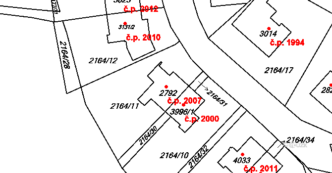 Předměstí 2007, Svitavy na parcele st. 2792 v KÚ Svitavy-předměstí, Katastrální mapa