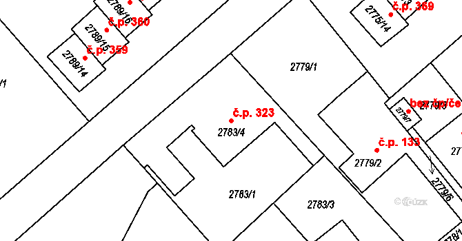 Sviadnov 323 na parcele st. 2783/4 v KÚ Sviadnov, Katastrální mapa