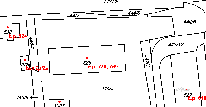 Blovice 769,770 na parcele st. 825 v KÚ Blovice, Katastrální mapa