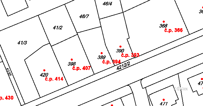 Lomnice nad Lužnicí 394 na parcele st. 389 v KÚ Lomnice nad Lužnicí, Katastrální mapa
