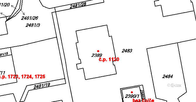 Kobylisy 1120, Praha na parcele st. 2389 v KÚ Kobylisy, Katastrální mapa