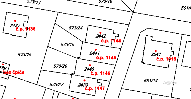 Vrchlabí 1145 na parcele st. 2441 v KÚ Vrchlabí, Katastrální mapa
