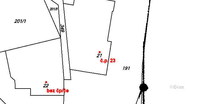 Kašov 23, Kuks na parcele st. 21 v KÚ Kašov, Katastrální mapa