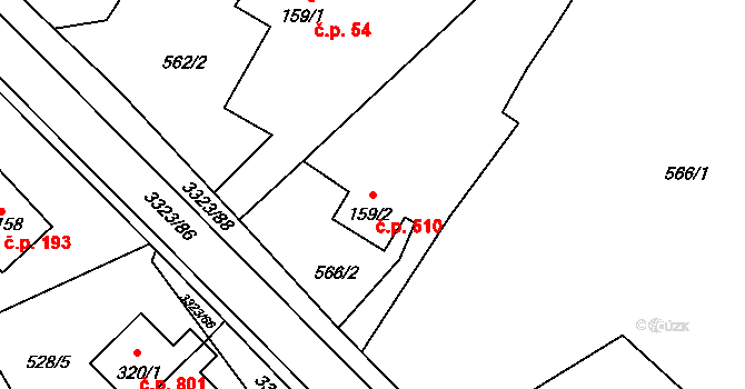 Rtyně v Podkrkonoší 510 na parcele st. 159/2 v KÚ Rtyně v Podkrkonoší, Katastrální mapa