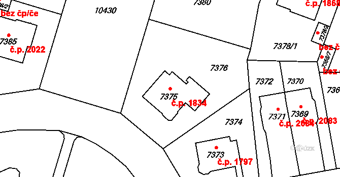 Jižní Předměstí 1834, Plzeň na parcele st. 7375 v KÚ Plzeň, Katastrální mapa