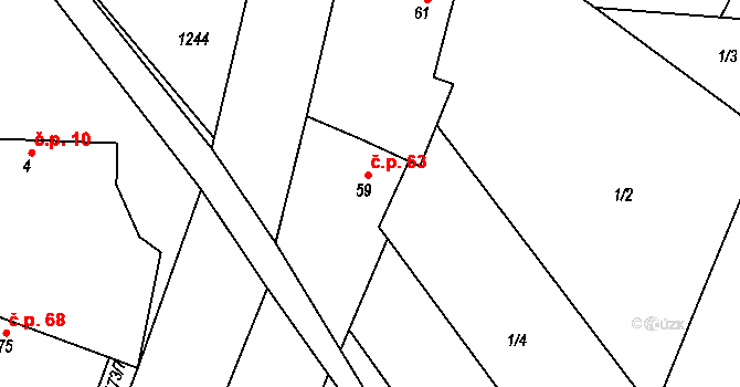 Nučice 63 na parcele st. 59 v KÚ Nučice, Katastrální mapa