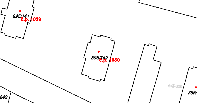 Bílovec 1030 na parcele st. 895/142 v KÚ Bílovec-město, Katastrální mapa