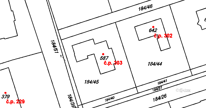 Dolní Libchavy 303, Libchavy na parcele st. 587 v KÚ Dolní Libchavy, Katastrální mapa
