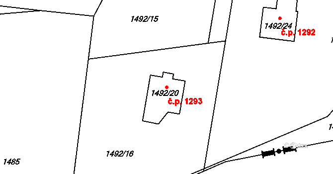 Ráj 1293, Karviná na parcele st. 1492/20 v KÚ Ráj, Katastrální mapa
