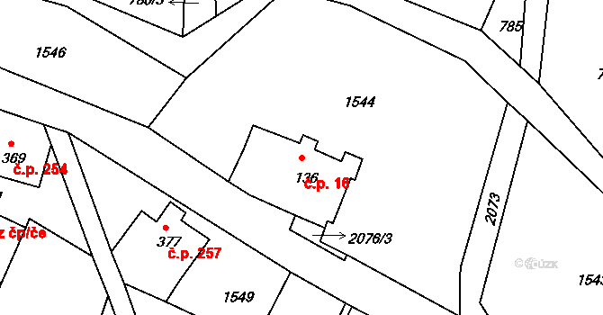 Horní Podluží 16 na parcele st. 136 v KÚ Horní Podluží, Katastrální mapa