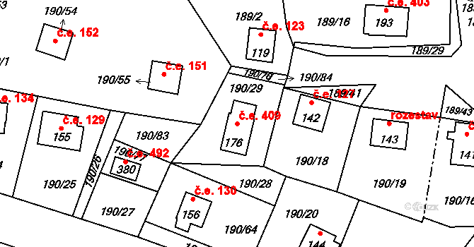 Butov 409, Stříbro na parcele st. 176 v KÚ Butov, Katastrální mapa