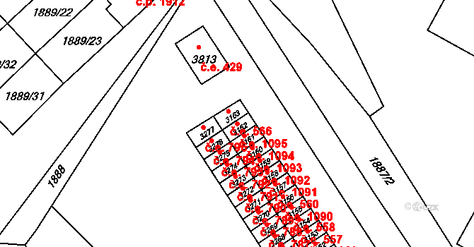 Náchod 1095 na parcele st. 3162 v KÚ Náchod, Katastrální mapa