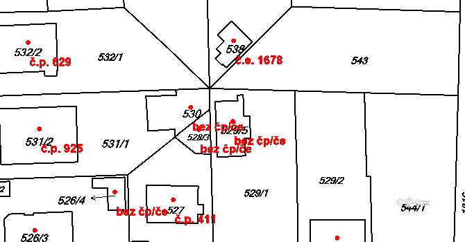 Plzeň 40204430 na parcele st. 529/5 v KÚ Bručná, Katastrální mapa