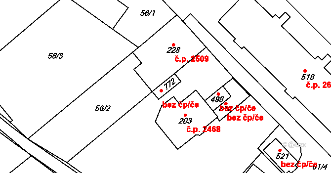 Šumperk 42895430 na parcele st. 772 v KÚ Dolní Temenice, Katastrální mapa