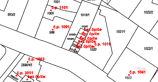 Opava 43792430 na parcele st. 1018/4 v KÚ Opava-Předměstí, Katastrální mapa